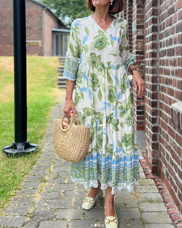 Womens Dress - Floral A-Line Midi for Effortless Summer Style-2