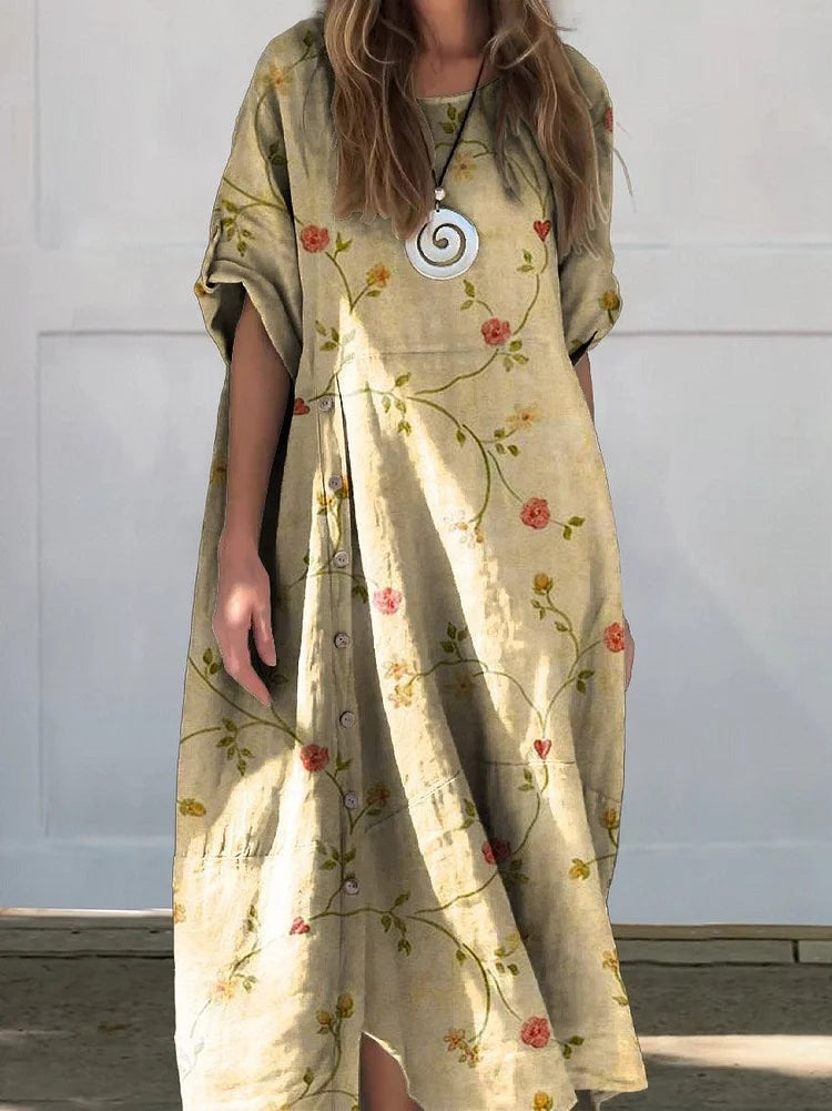 Variant image for Kamile Linen Cotton Dress - Breathable Summer Dress for Effortless Style-43
