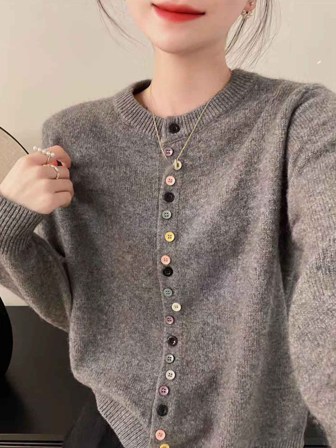 Black Buttoned Cardigan - Effortless Comfort & Flattering Fit for Women-2