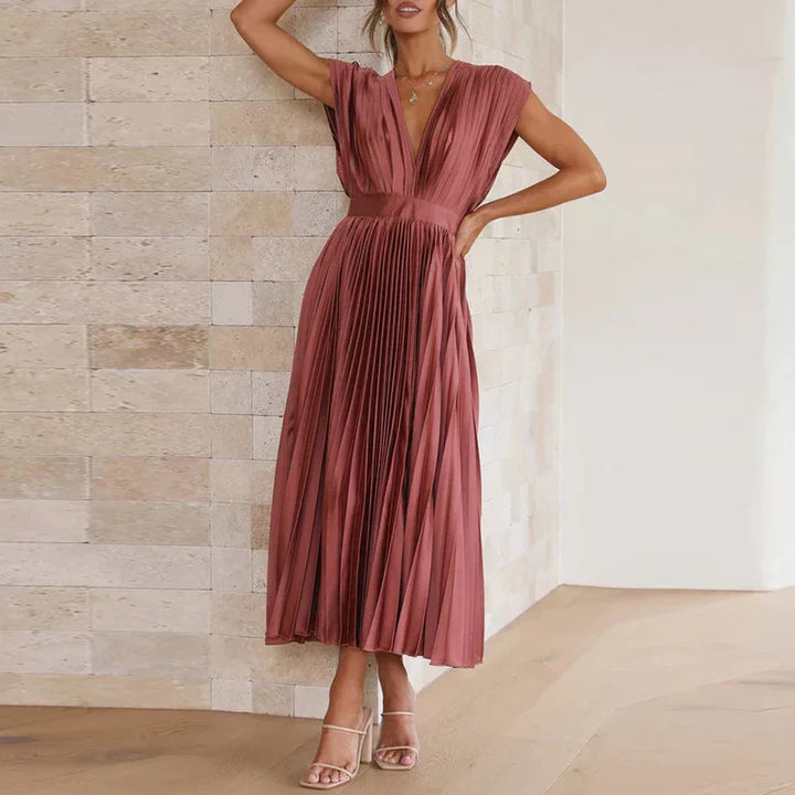 Adela™ Maxi Dress - Elegant V-Neck Long Dress for Women, Versatile Style-1