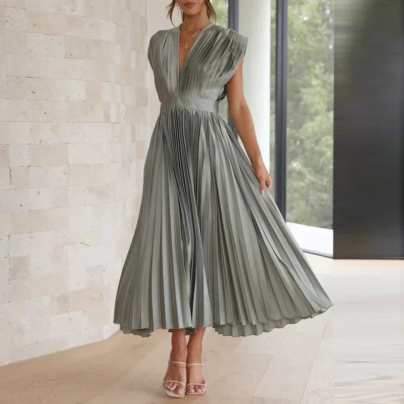 Adela™ Maxi Dress - Elegant V-Neck Long Dress for Women, Versatile Style-6