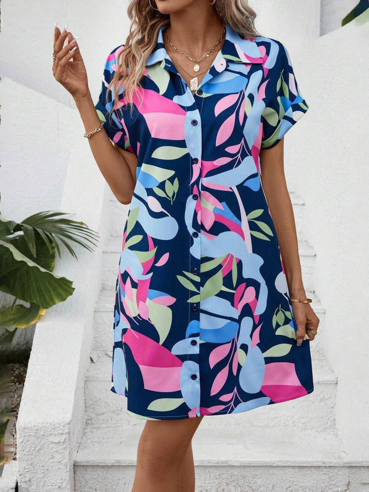 Agatha Shirt Dress - Bold Flower Print & Relaxed Comfort for Summer-5