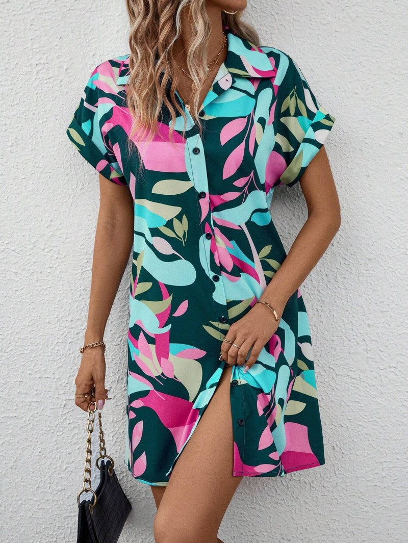 Agatha Shirt Dress - Bold Flower Print & Relaxed Comfort for Summer-3