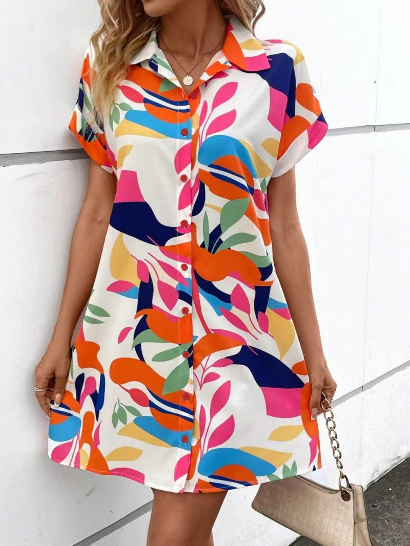 Agatha Shirt Dress - Bold Flower Print & Relaxed Comfort for Summer-4