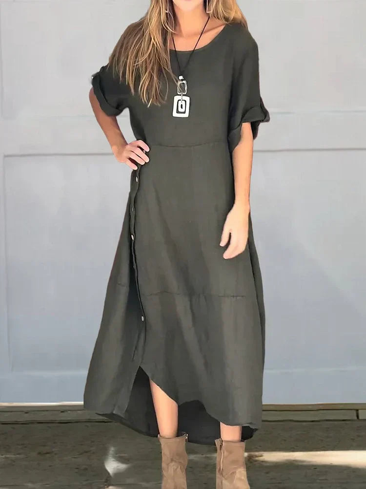 Kamile Linen Cotton Dress - Breathable Summer Dress for Effortless Style-6