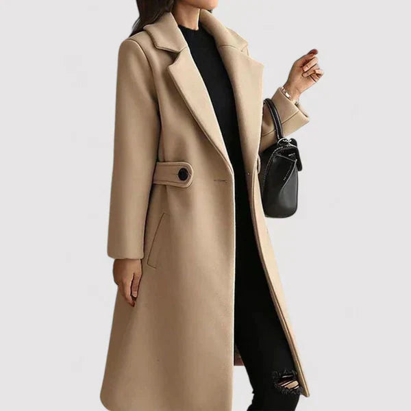 Black Wool Coat Women - Long Tailored Design with Belted Waist 2