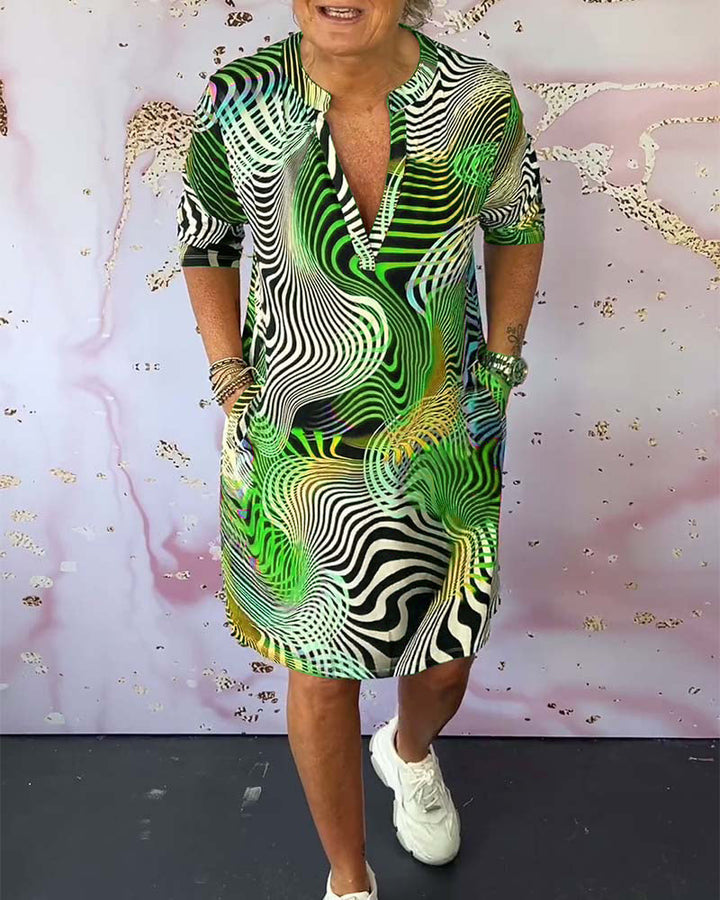 Alira Dress - Flattering V-Neck Summer Dress for Women with Vibrant Patterns-6