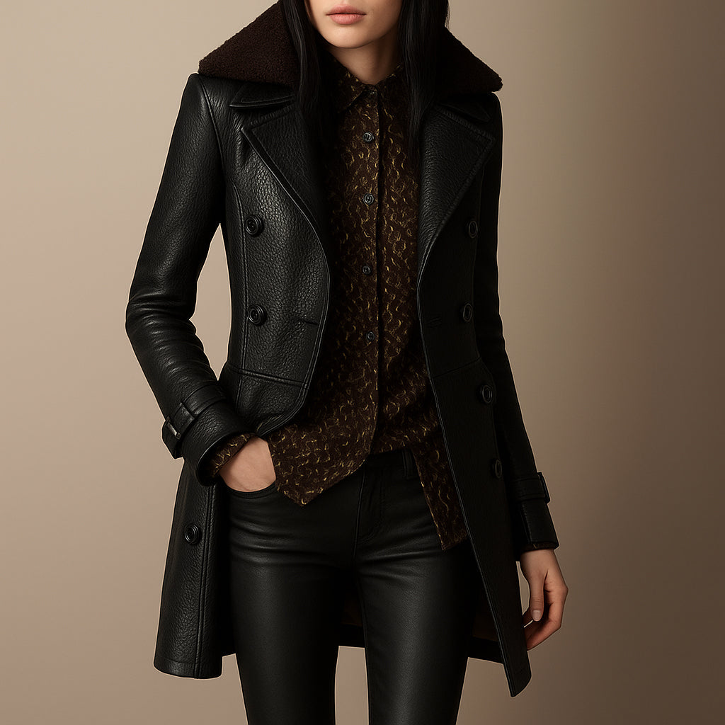 Maya Women's Leather Coat - Timeless Elegance & Comfort 1