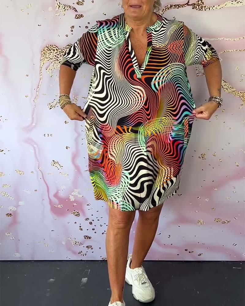 Alira Dress - Flattering V-Neck Summer Dress for Women with Vibrant Patterns-3