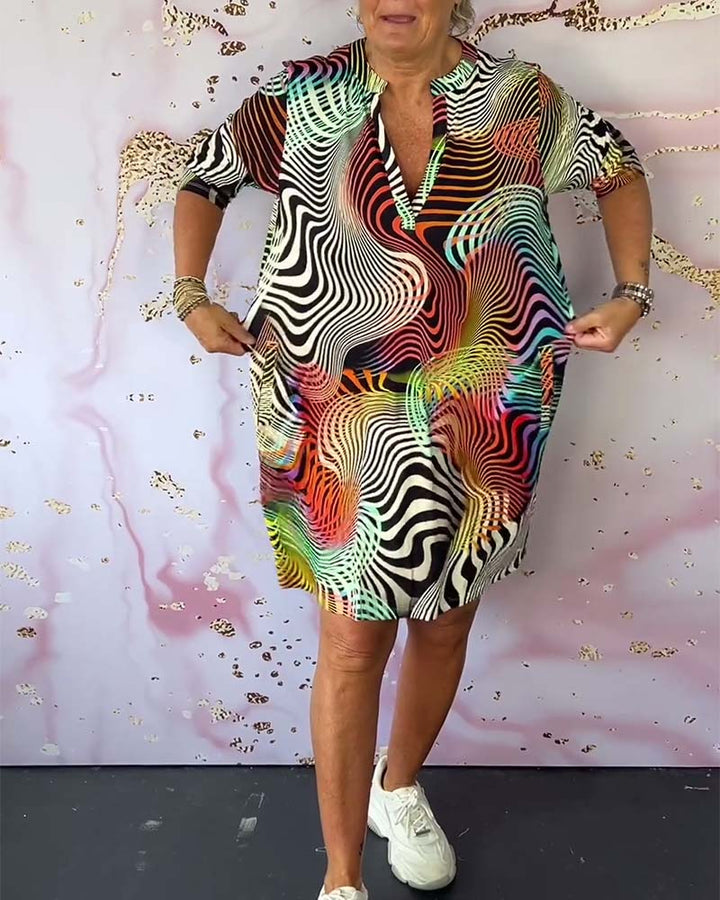 Alira Dress - Flattering V-Neck Summer Dress for Women with Vibrant Patterns-3
