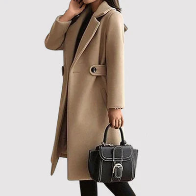 Black Wool Coat Women - Long Tailored Design with Belted Waist 3