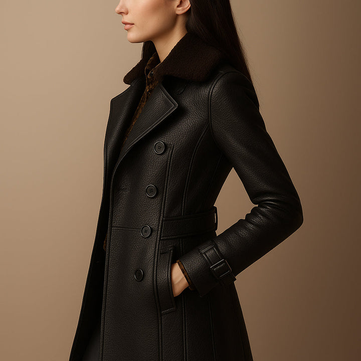 Maya Women's Leather Coat - Timeless Elegance & Comfort 2