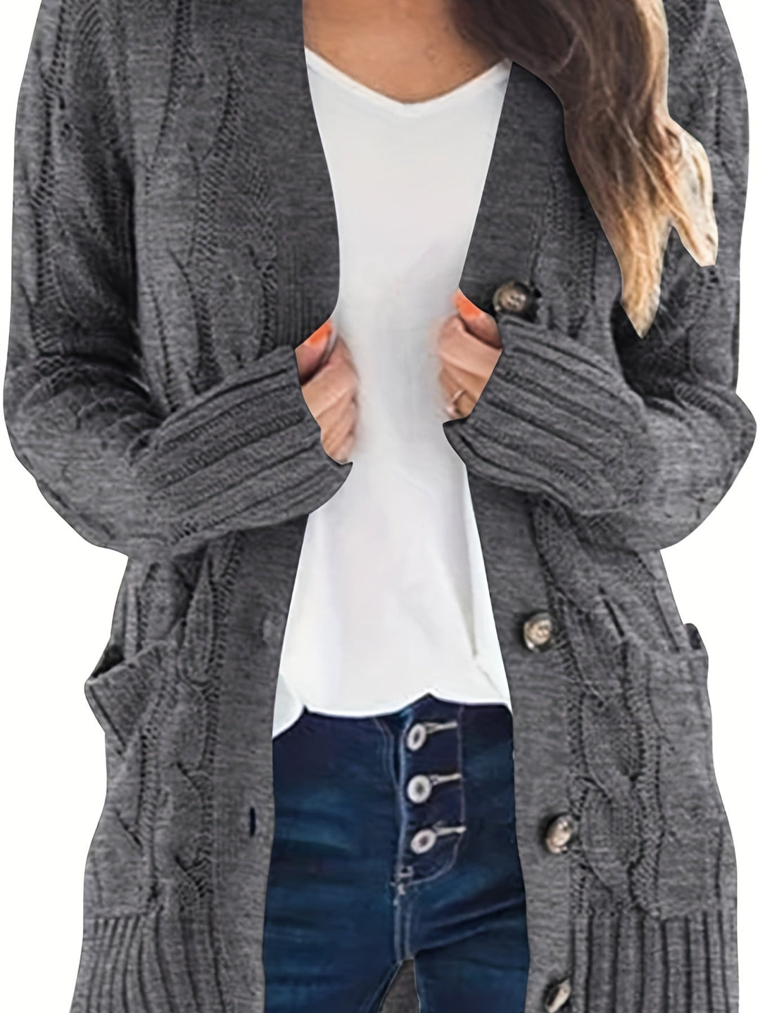 Women's Long Black Cardigan - Elegant Soft Knit, All-Day Comfort-6