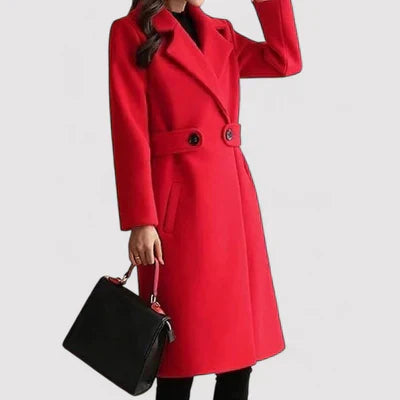 Black Wool Coat Women - Long Tailored Design with Belted Waist 6