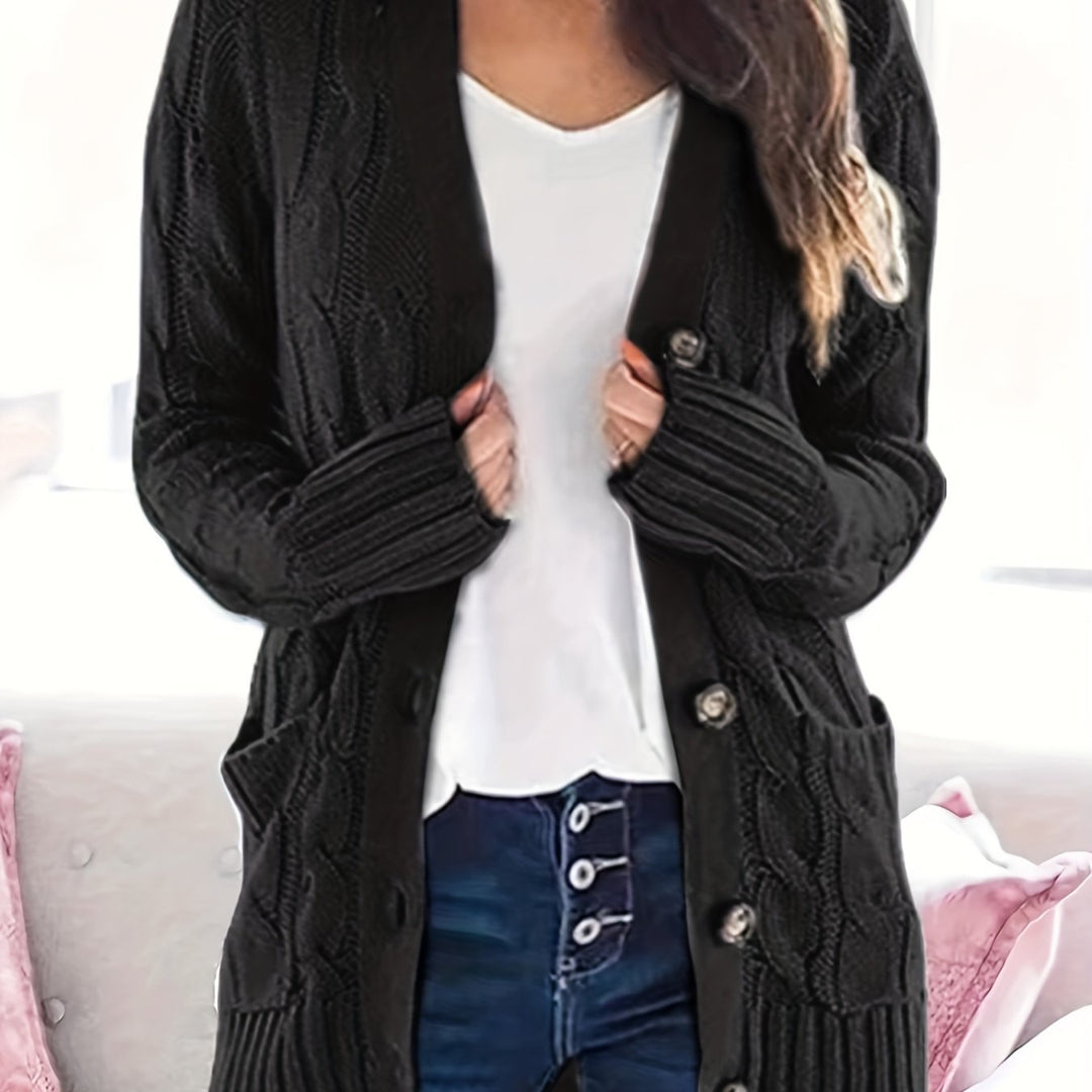 Variant image for Women's Long Black Cardigan - Elegant Soft Knit, All-Day Comfort-21