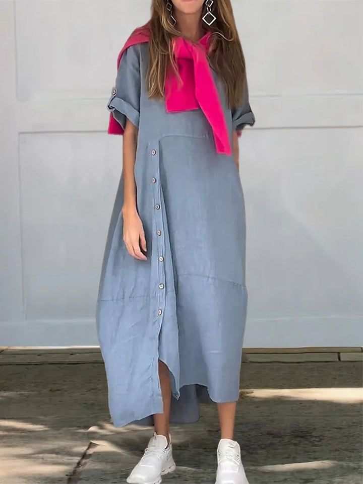 Kamile Linen Cotton Dress - Breathable Summer Dress for Effortless Style-4