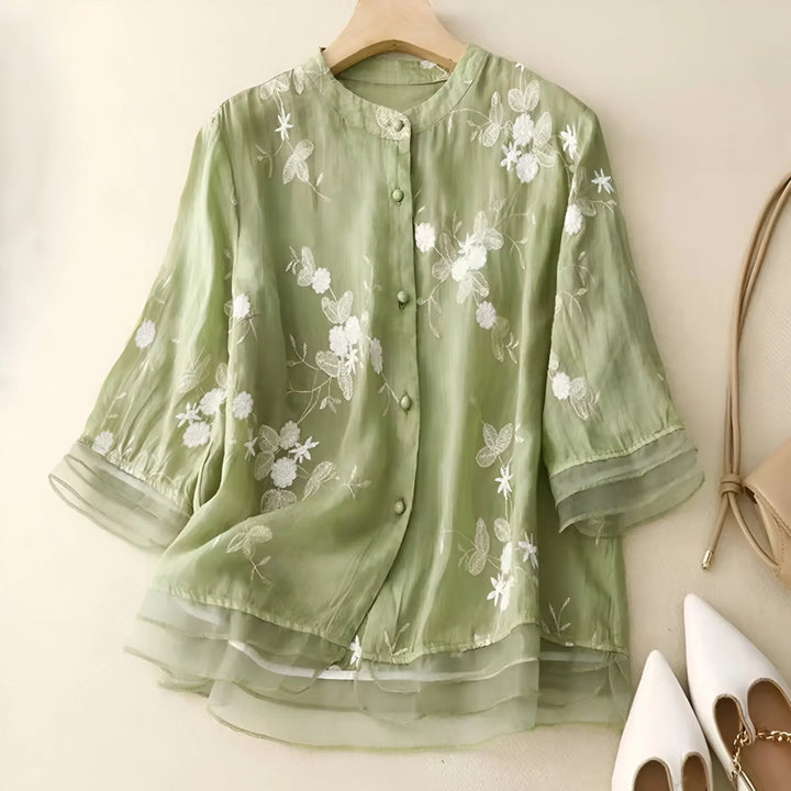 Amelia | Cotton Top with Embroidered Flowers 9
