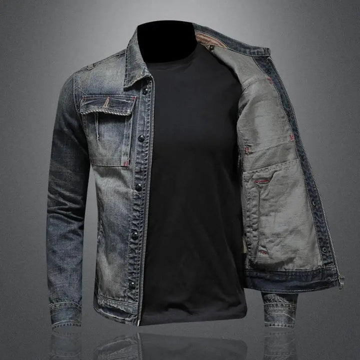 Cedric Black Denim Jacket - Stylish Zipper Closure for Women & Men 2