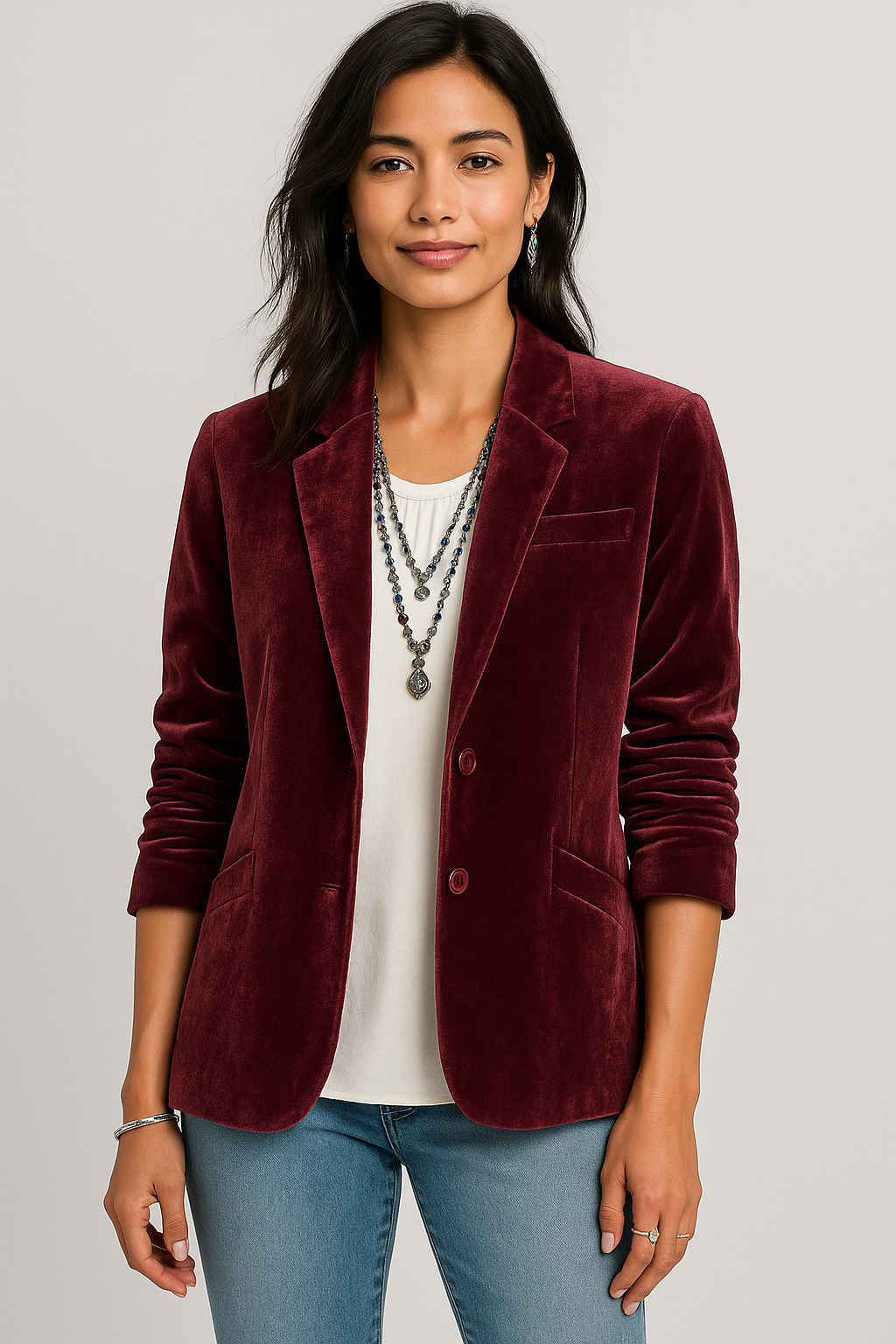 Velvet Slim-Fit Blazer - Flattering Fit for Effortless Elegance 3