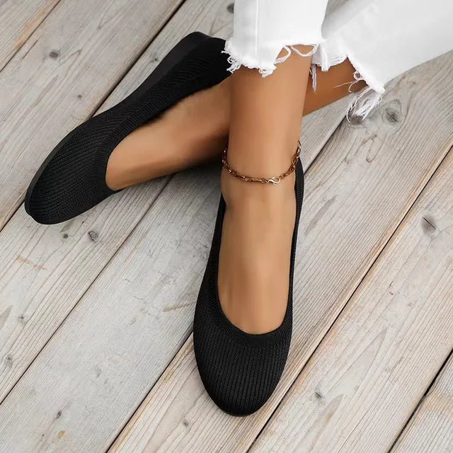 Black Ballet Flats for Women - Comfort-First Slip-On Ballerina Shoes-1