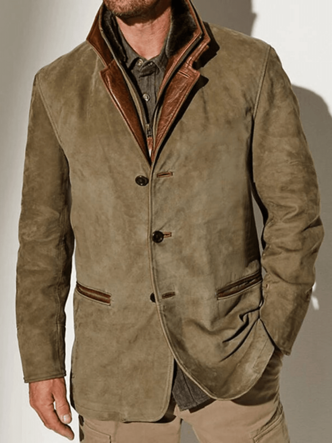 Rowan Vintage Suede Jacket - Timeless Style & Double Collar Design 0