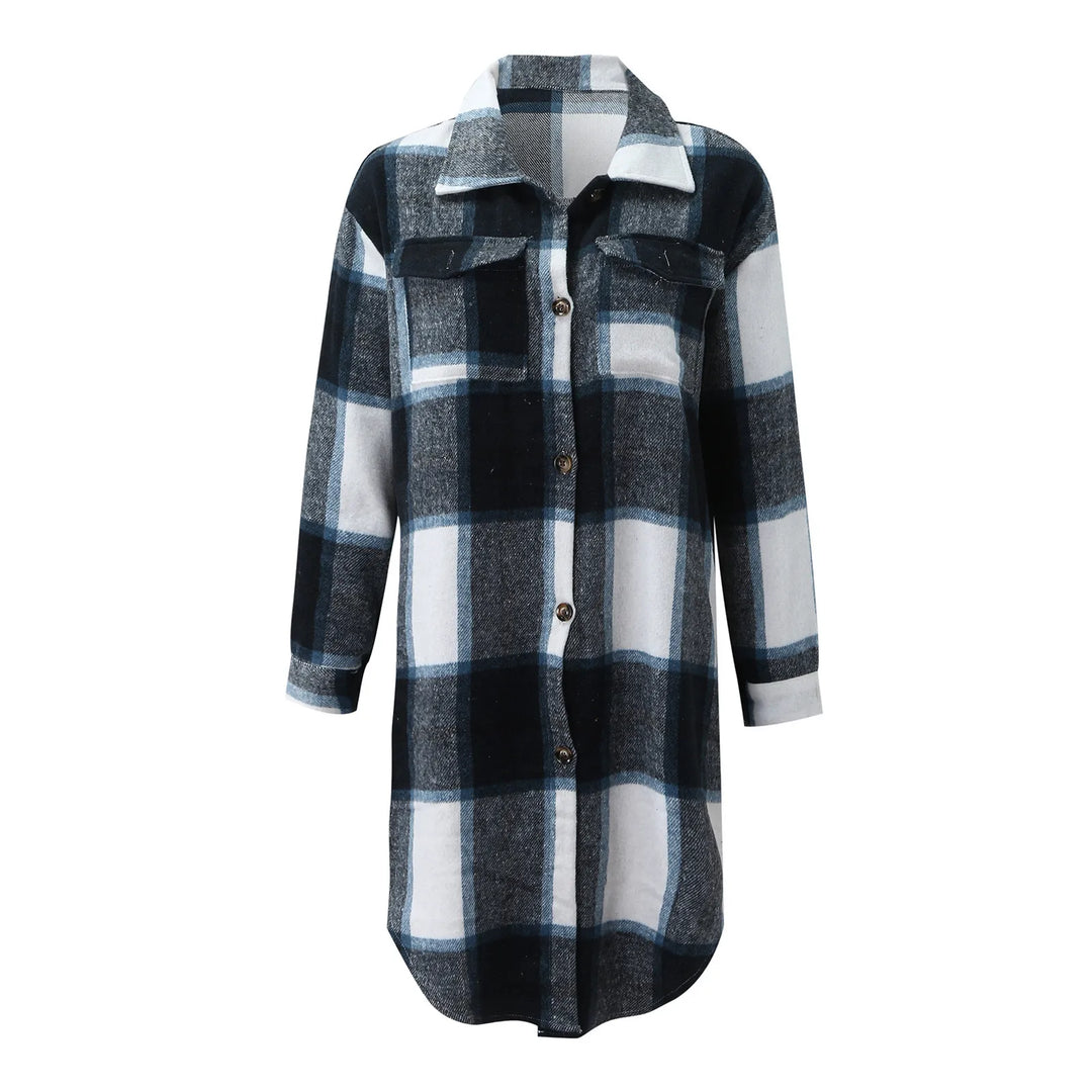 Modern Woolen Checkered Jacket - Cozy Style for Winter Elegance-5