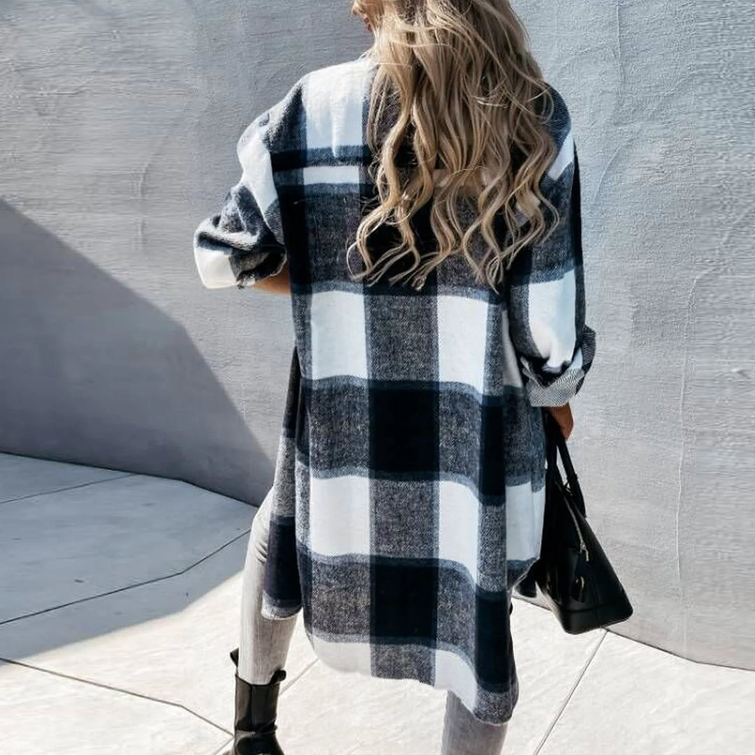 Modern Woolen Checkered Jacket - Cozy Style for Winter Elegance-3