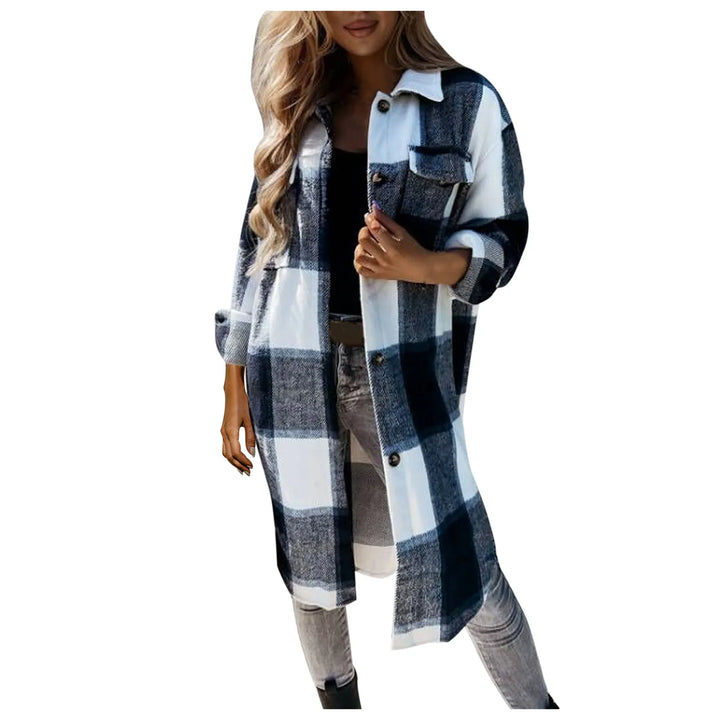 Modern Woolen Checkered Jacket - Cozy Style for Winter Elegance-4