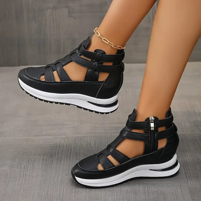 Souad - Stylish Lightweight Wedge Sandal With Side Zipper 5