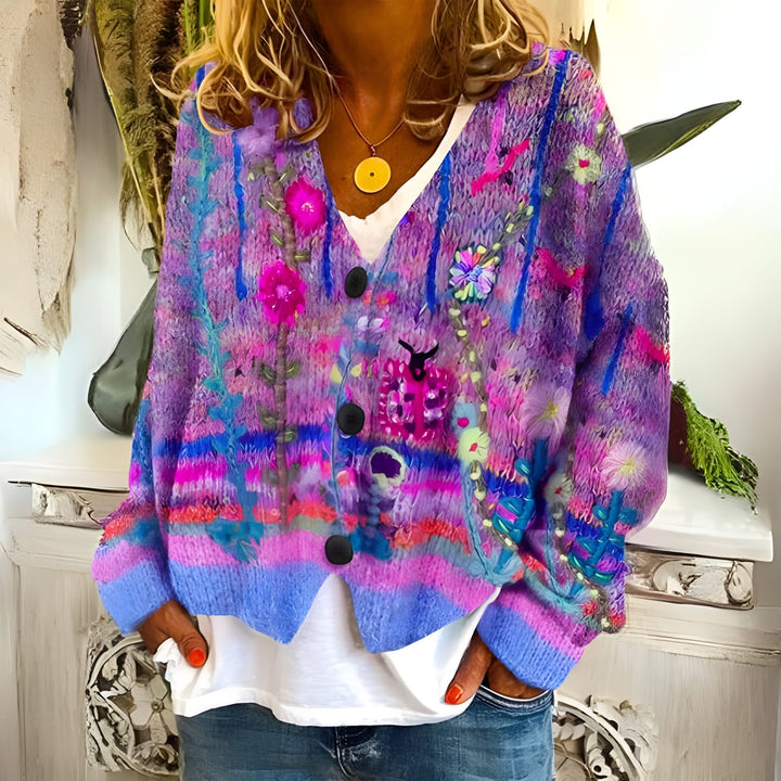 Women's Sweater - Cozy Comfort with Vibrant Color & Button Detail-4