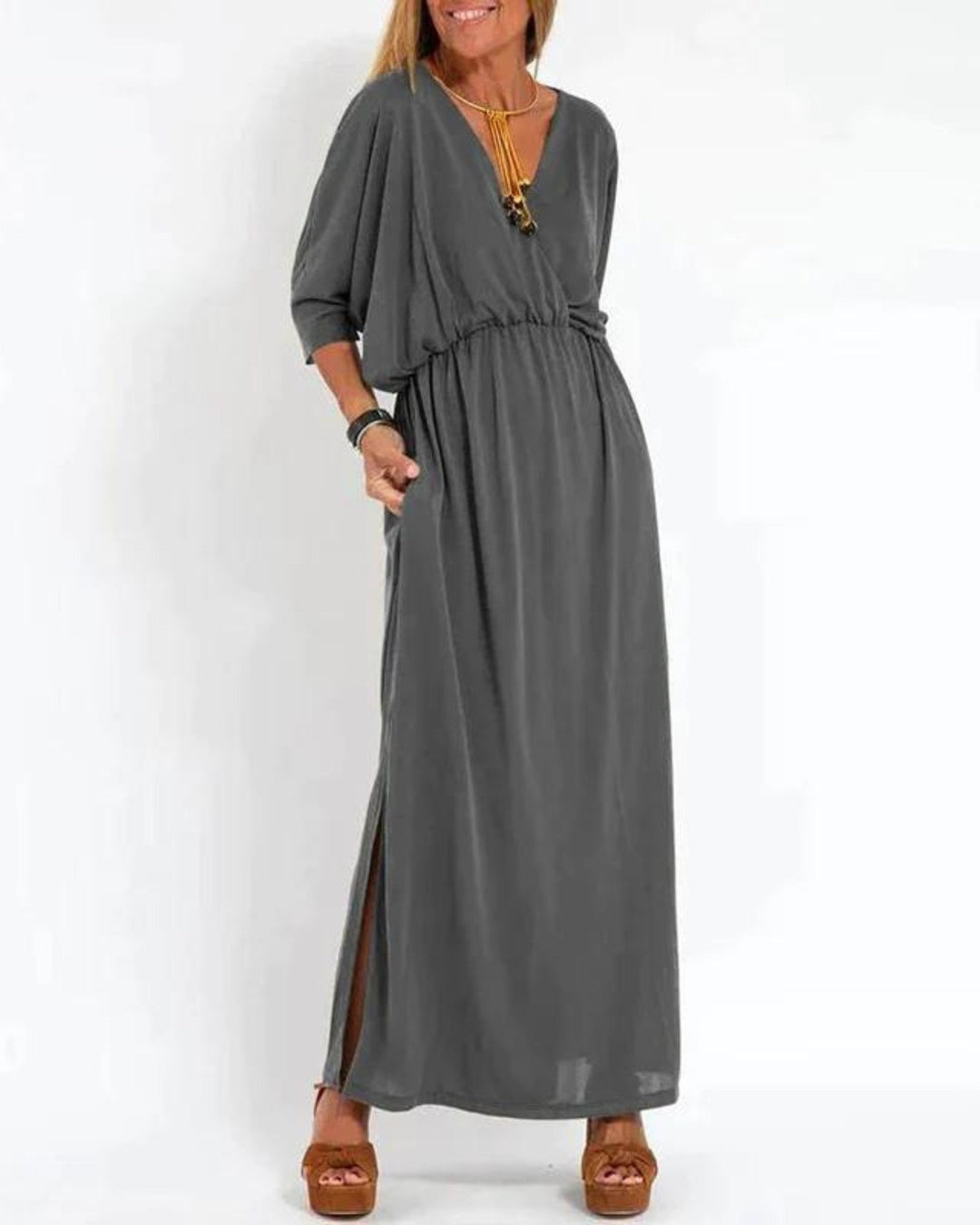 Vintage Long Sleeve Maxi Dress - Flattering Fit & All-Day Comfort-2