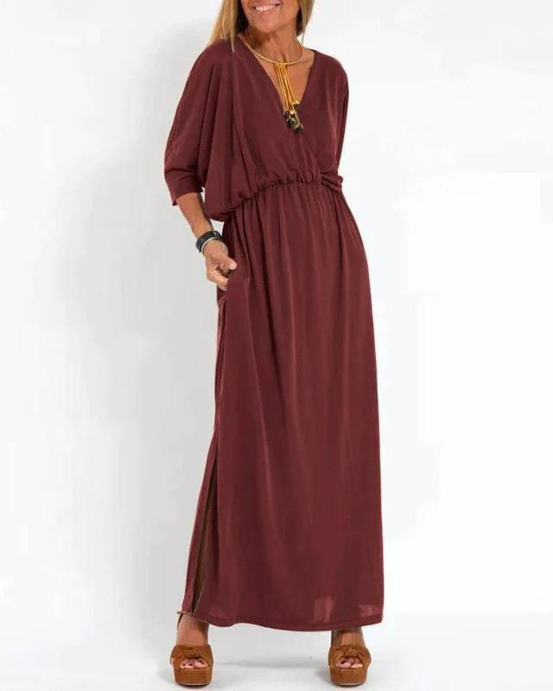 Vintage Long Sleeve Maxi Dress - Flattering Fit & All-Day Comfort-6