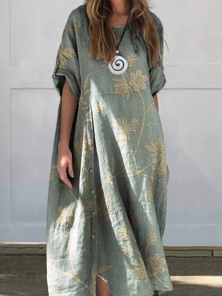 Variant image for Kamile Linen Cotton Dress - Breathable Summer Dress for Effortless Style-37