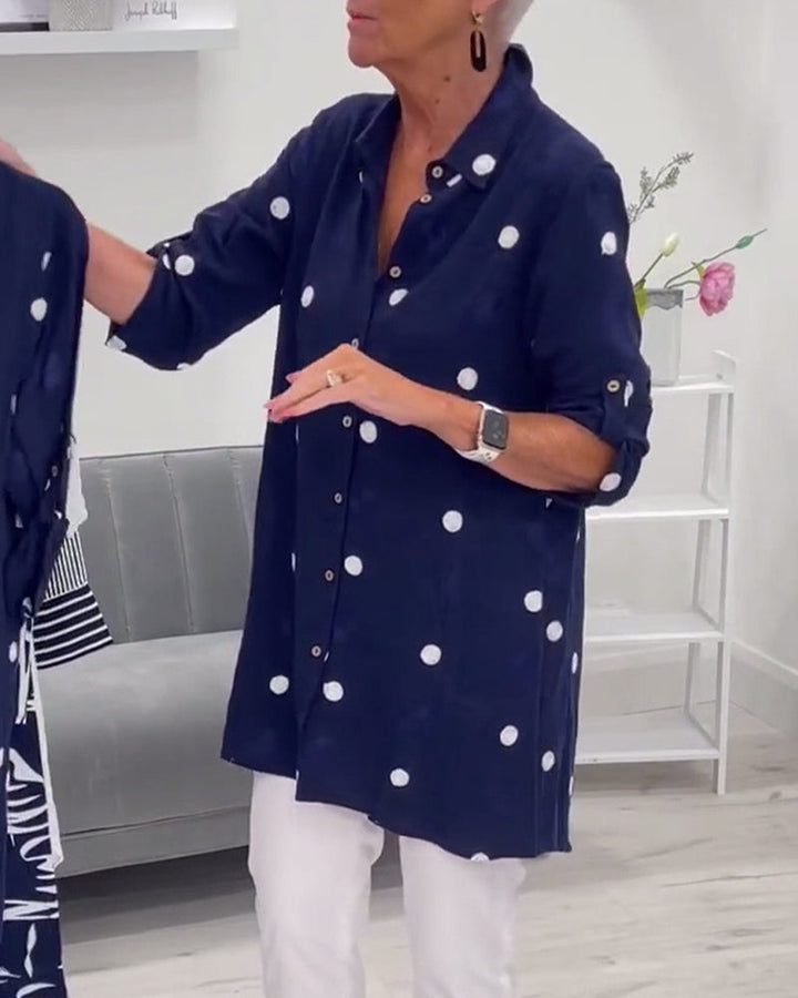 Theodora Dot Shirt - Timeless Womens Blouses for Plus Size Style-3