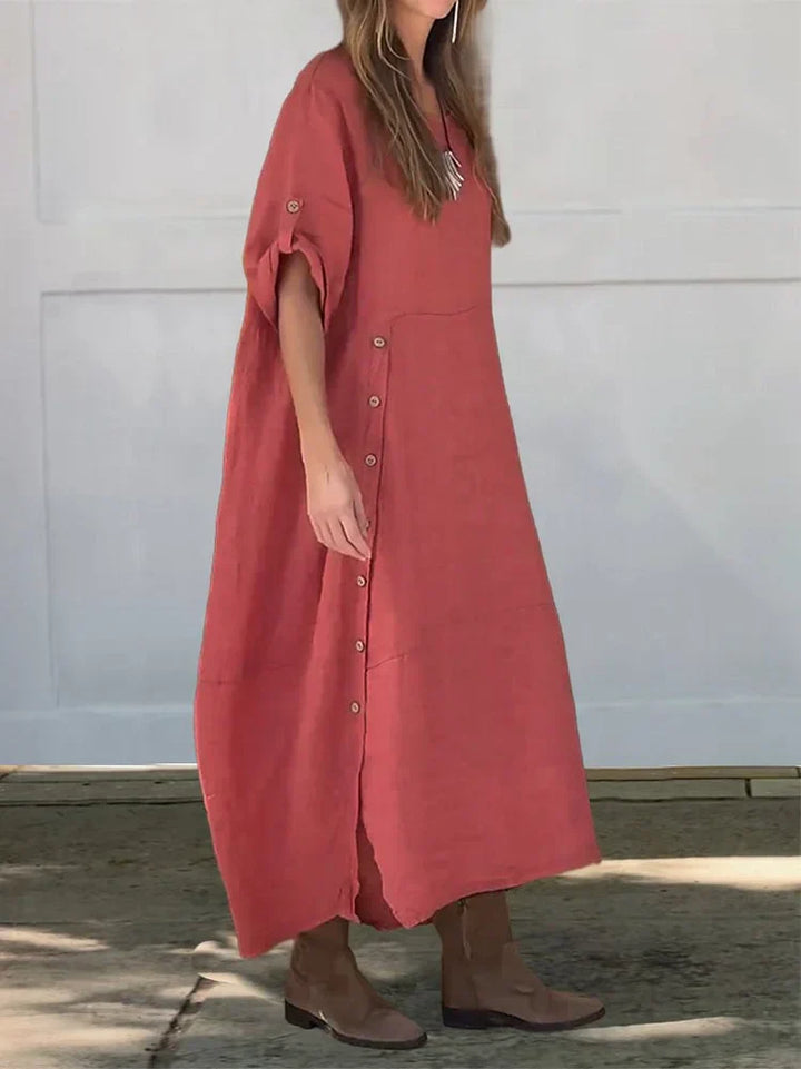 Kamile Linen Cotton Dress - Breathable Summer Dress for Effortless Style-2