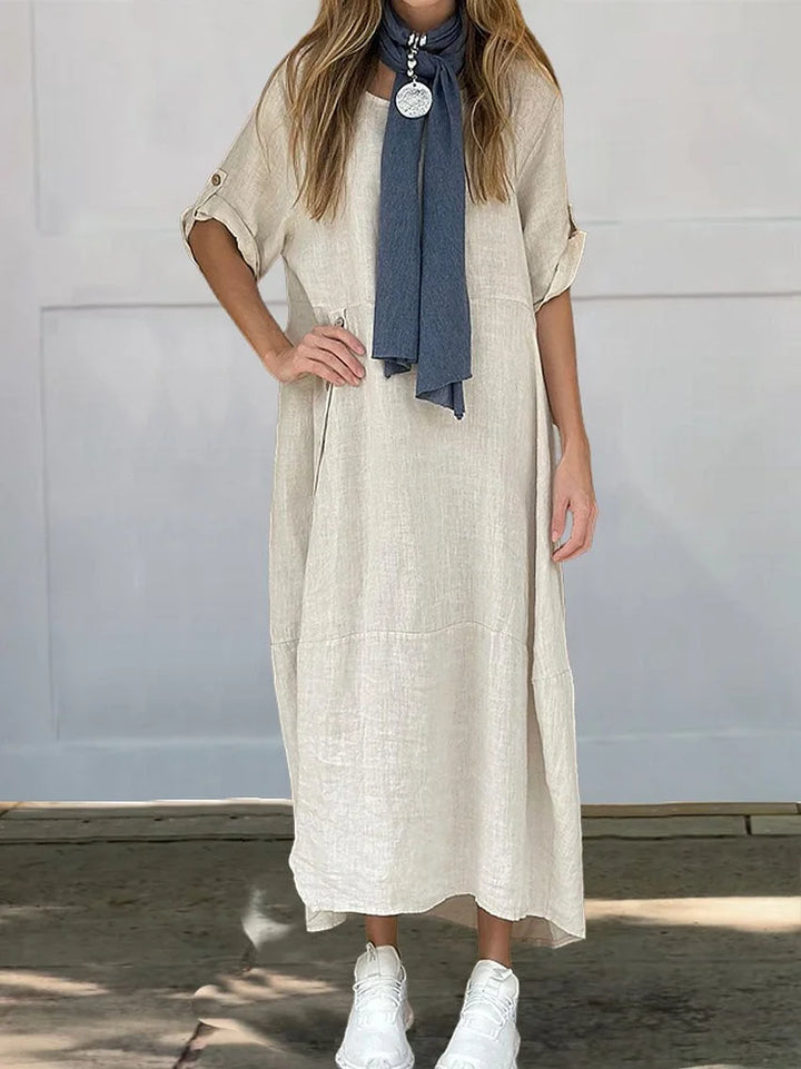 Kamile Linen Cotton Dress - Breathable Summer Dress for Effortless Style-5